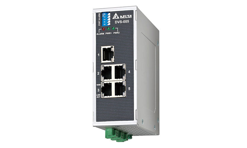 Delta Wide Temp Unmanaged Ethernet Switch w/built-in alarm IO, 5 Ports DVS-005W01