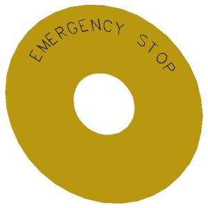 Placa de Fondo Redonda Amarilla 75 mm EMERGENCY STOP SIRIUS ACT