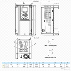 Variador de Frecuencia Delta 5.5HP 380-480V Trifásico VFD040C4EA-21 | Serie C2000+
