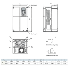 Delta Frequency Inverter 10HP 200-240V Three-Phase VFD075C23A-21 | C2000+ Series