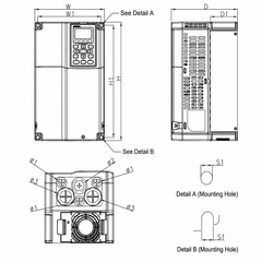 Variador de Frecuencia Delta 7.5HP 380-480V Trifásico VFD055CP4EB-21 | Serie C2000+