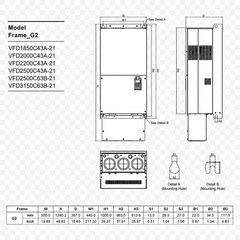 Variador de Frecuencia Delta 300HP 380-480V Trifásico VFD2200C43A-21 | Serie C2000+