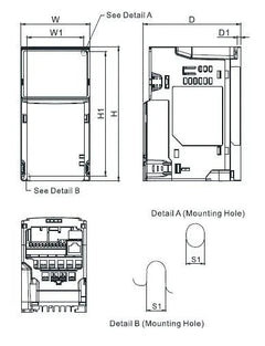 Delta 0.5HP 100-120V Single-Phase Variable Frequency Drive VFD2A5MS11ANSAA