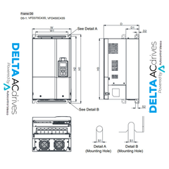 Variador de Frecuencia Delta 60HP 480V Trifásico VFD450C43S | Serie C2000 Alta Precisión