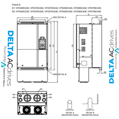 Variador de Frecuencia Delta 75HP 480V Trifásico VFD550C43A | Serie C2000 Alta Precisión