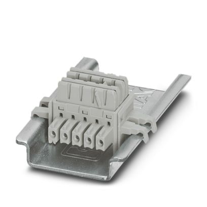 Conector de carril, riel (tbus), 5 polos, para puentear la tensión de alimentación, encajable en...